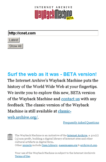 Image 0 for Wayback Machine